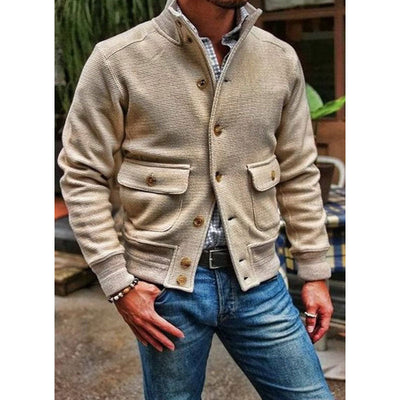 Jeremy Men's Classic Collar Solid Color Jacket