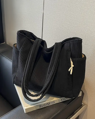 Mila – Ribbed Tote Bag with Cord Detail