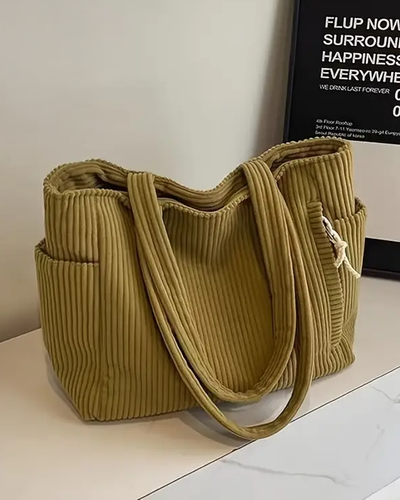 Mila – Ribbed Tote Bag with Cord Detail