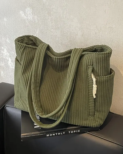 Mila – Ribbed Tote Bag with Cord Detail