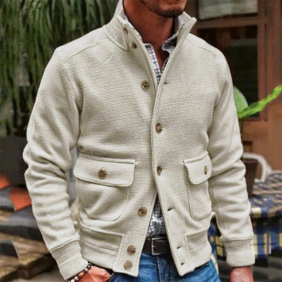 Jeremy Men's Classic Collar Solid Color Jacket