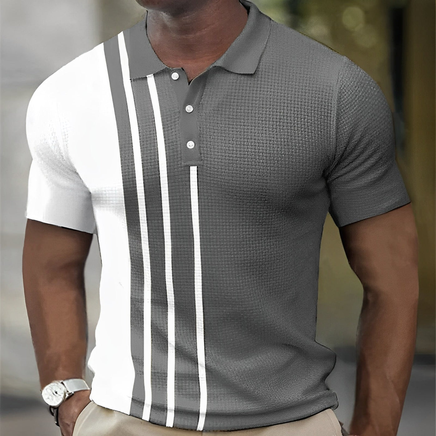 ROMEO – Men’s Polo Shirt with Stylish Stripes – Slim Fit