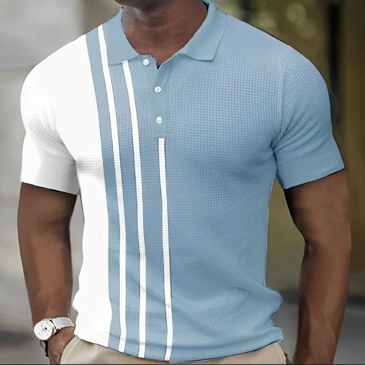 ROMEO – Men’s Polo Shirt with Stylish Stripes – Slim Fit