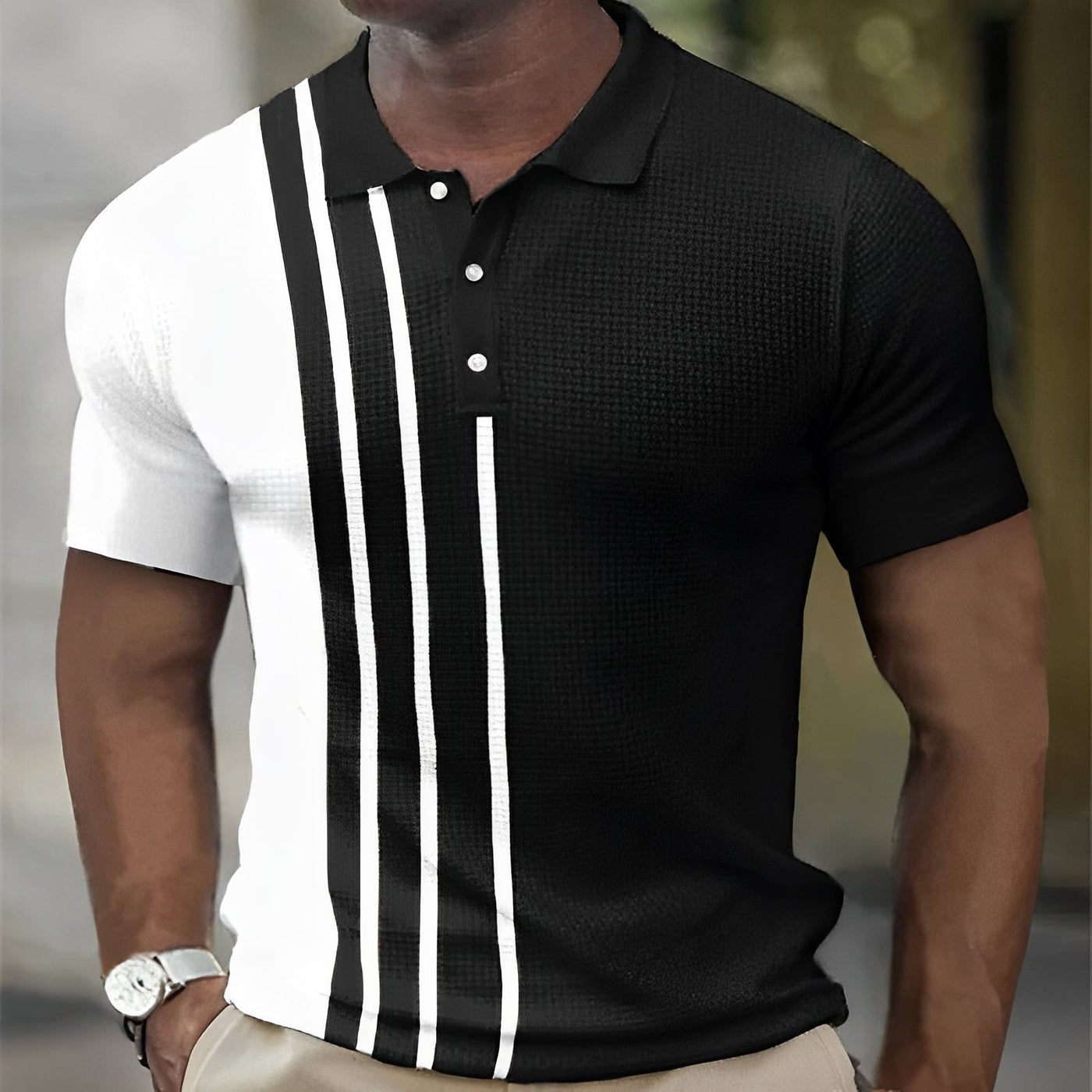 ROMEO – Men’s Polo Shirt with Stylish Stripes – Slim Fit