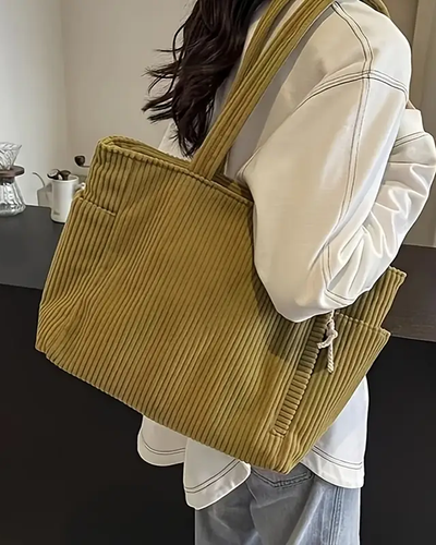 Mila – Ribbed Tote Bag with Cord Detail
