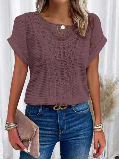 Zarelle – Lace Detail Short Sleeve Top