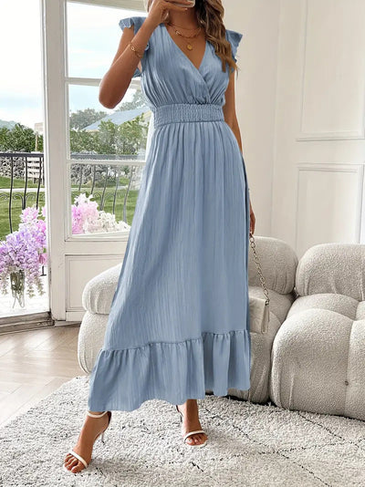 Terry – Ruffle Sleeve Smocked Midi Dress