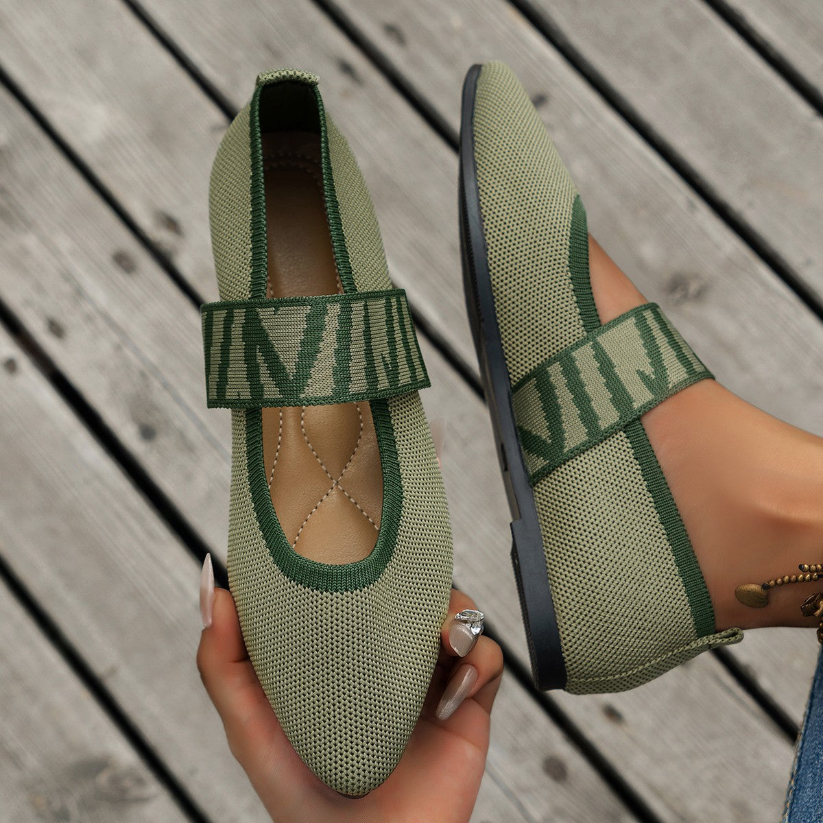 Ezinne – Patterned Strap Ballet Flats