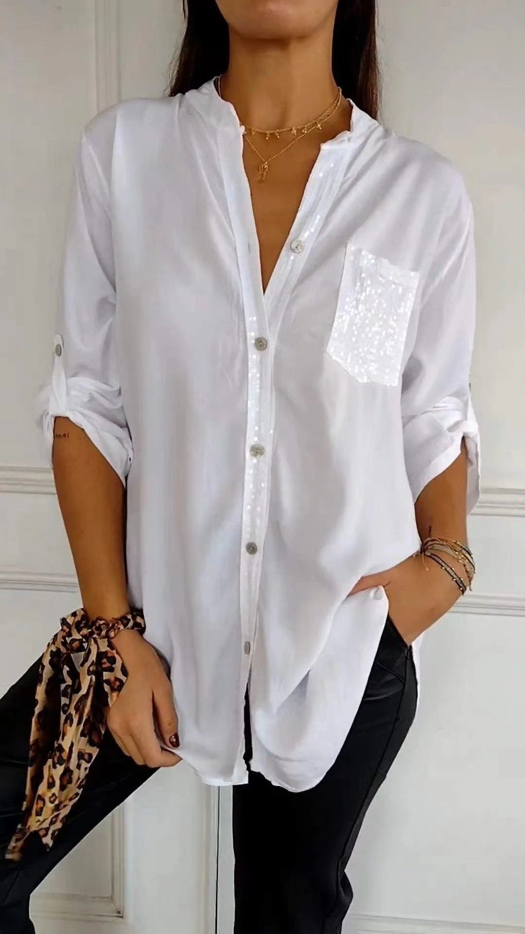 Althea – Sequined Pocket Blouse