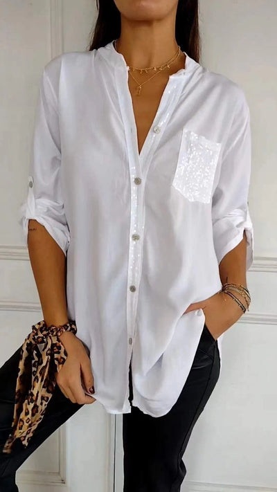 Althea – Sequined Pocket Blouse