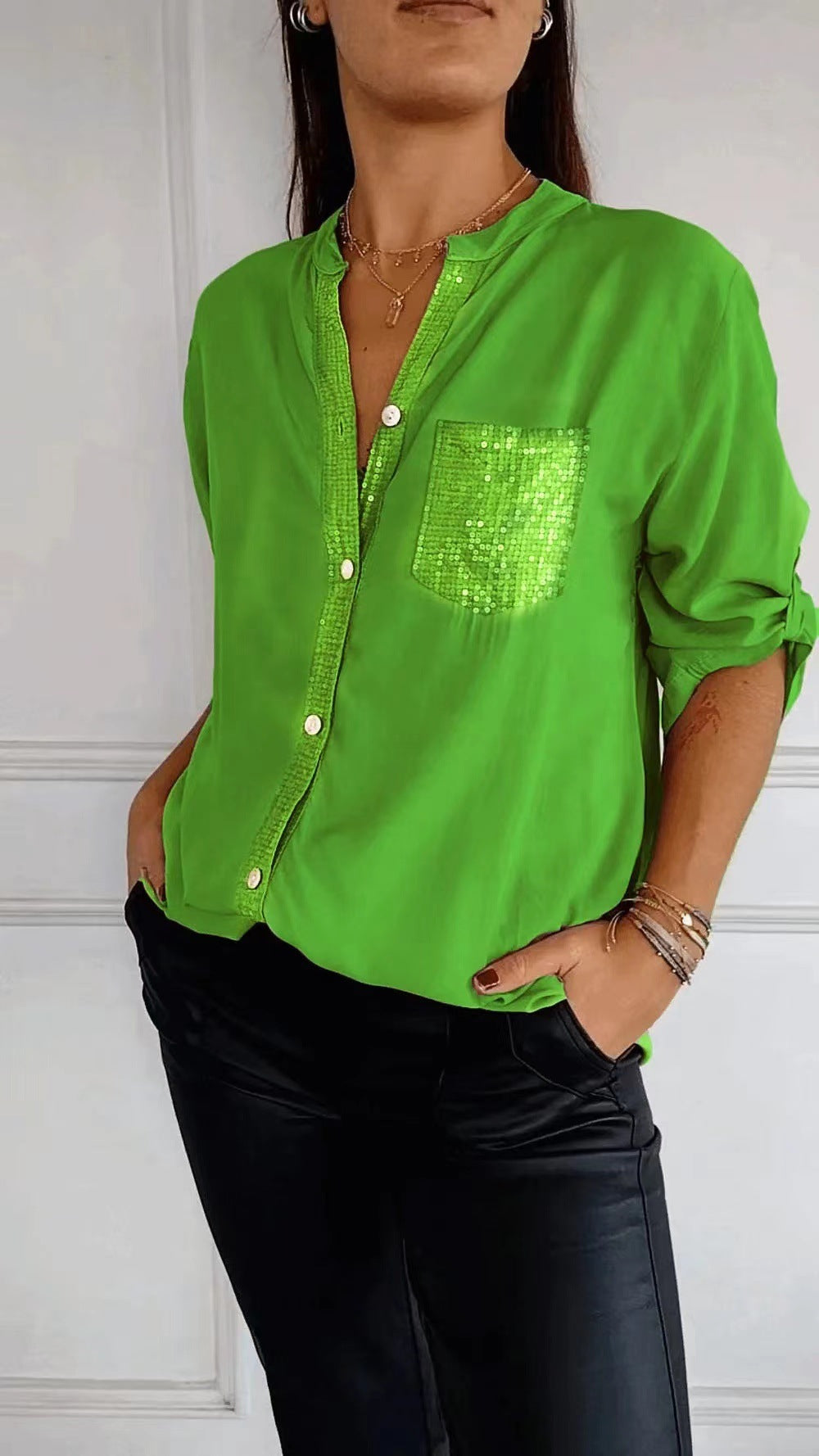 Althea – Sequined Pocket Blouse