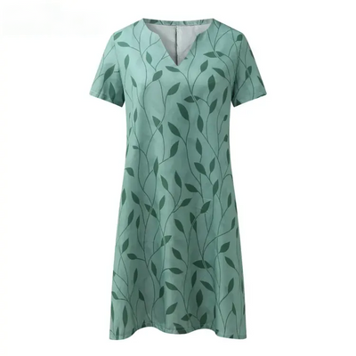 Deniel – Printed V-Neck A-Line Dress
